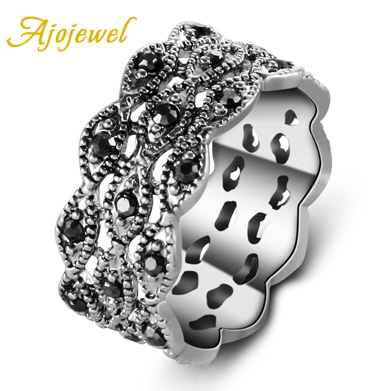 Vintage Items Collection - Ajojewel 3 warstwy pierścionek z kryształem