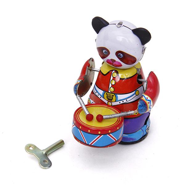Vintage Collectible Toys - Nakręcana Panda Perkusista na Zegar, Zabawka