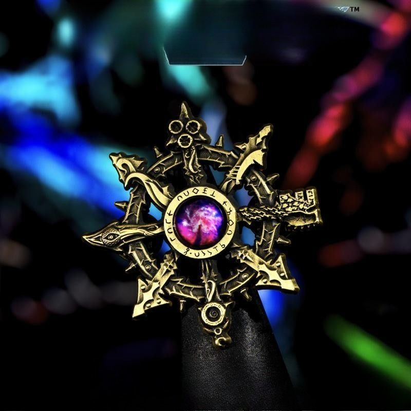 Vintage Collectible Pins - Vintage Gotycka Broszka z Pentagramem, Inkrustowana