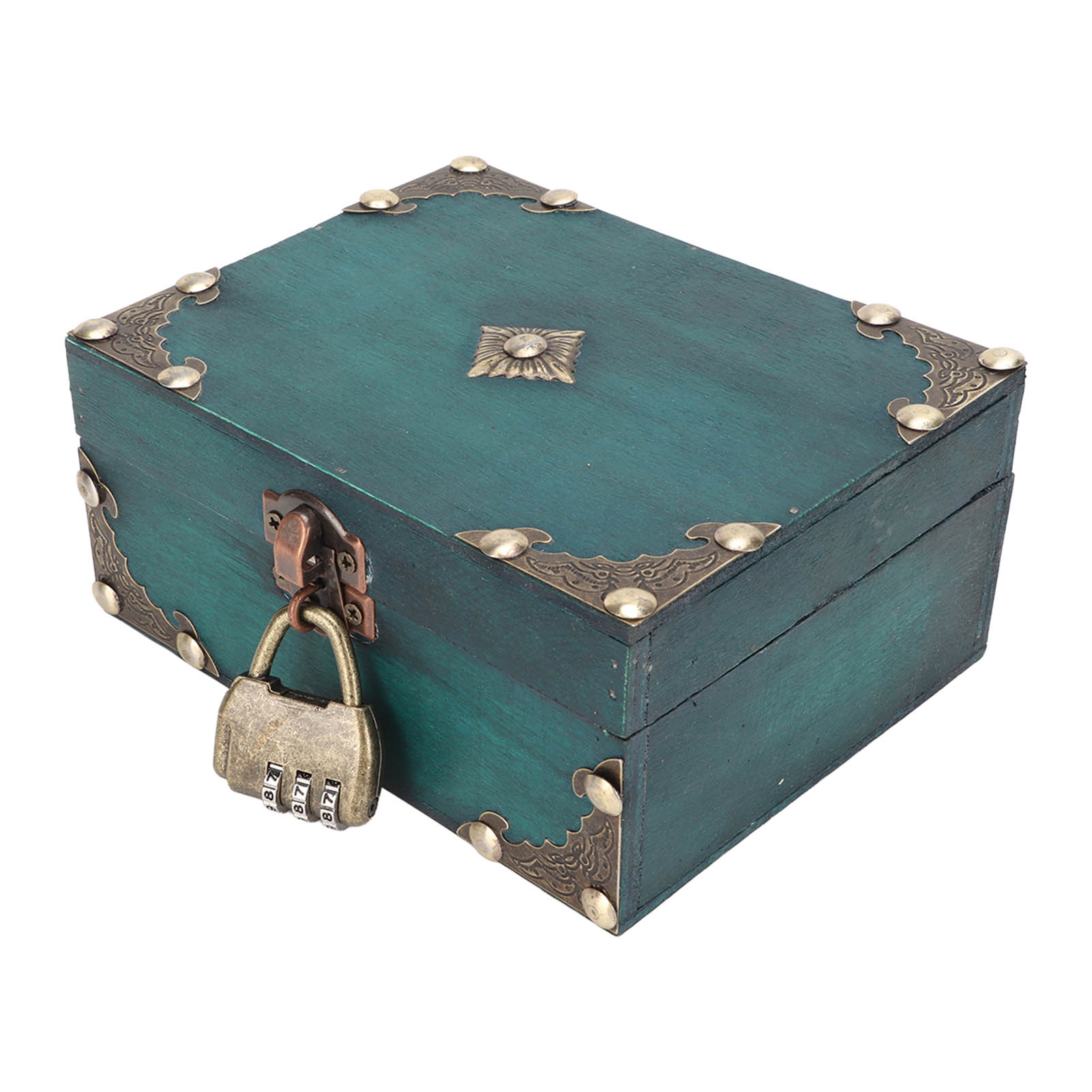 Vintage Items Collection - Drewniane pudełko na biżuterię z zamkiem,