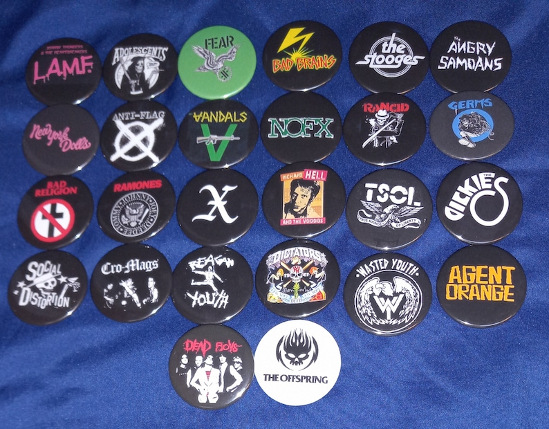 Vintage Collectible Pins - Vintage przypinki z motywem amerykańskich zespołów